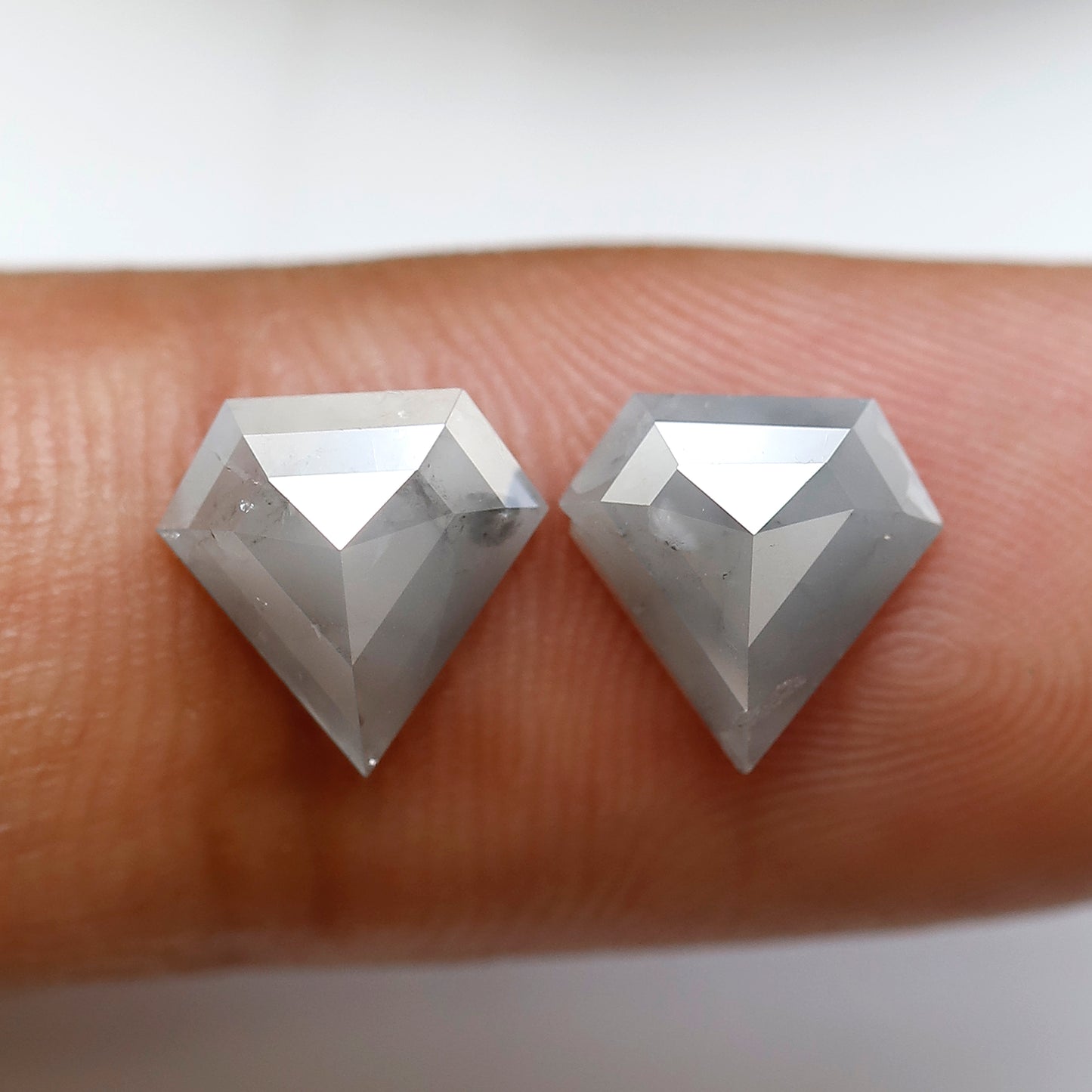 Pair Of Diamond Shape Salt and Pepper Diamonds 2.83 CT 8.50 MM Loose Natural Gray Color Diamonds