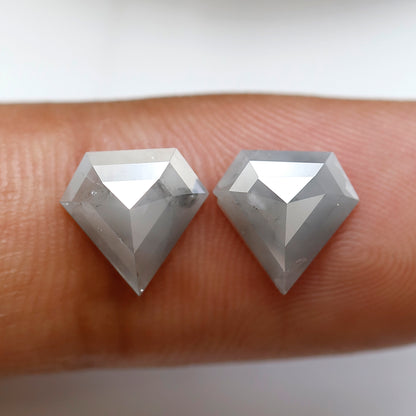 Pair Of Diamond Shape Salt and Pepper Diamonds 2.83 CT 8.50 MM Loose Natural Gray Color Diamonds