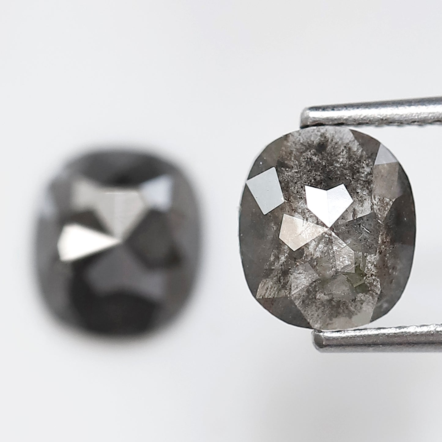 2.31 Ct 7.50 MM Pair Of Oval Shape Salt and pepper Diamond Loose Natural Grey Black Color Diamond For Jewelry