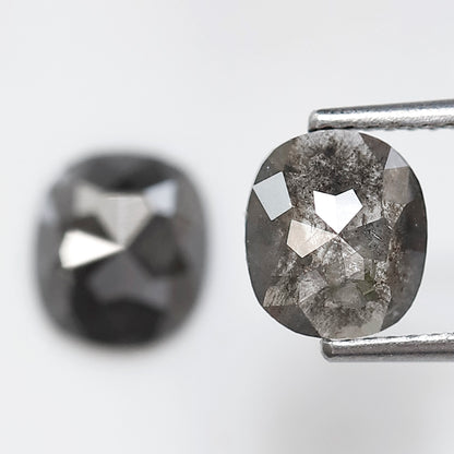 2.31 Ct 7.50 MM Pair Of Oval Shape Salt and pepper Diamond Loose Natural Grey Black Color Diamond For Jewelry