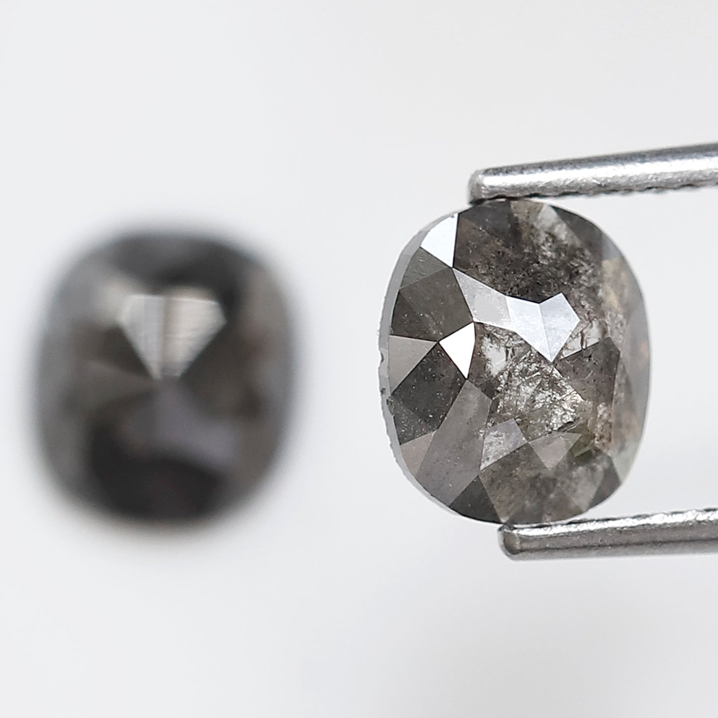 2.31 Ct 7.50 MM Pair Of Oval Shape Salt and pepper Diamond Loose Natural Grey Black Color Diamond For Jewelry