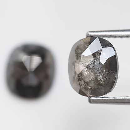 2.31 Ct 7.50 MM Pair Of Oval Shape Salt and pepper Diamond Loose Natural Grey Black Color Diamond For Jewelry