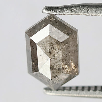 Unique Hexagon Salt and Pepper Diamond | 1.12 CT Grey Black Color | Ideal for Pendant