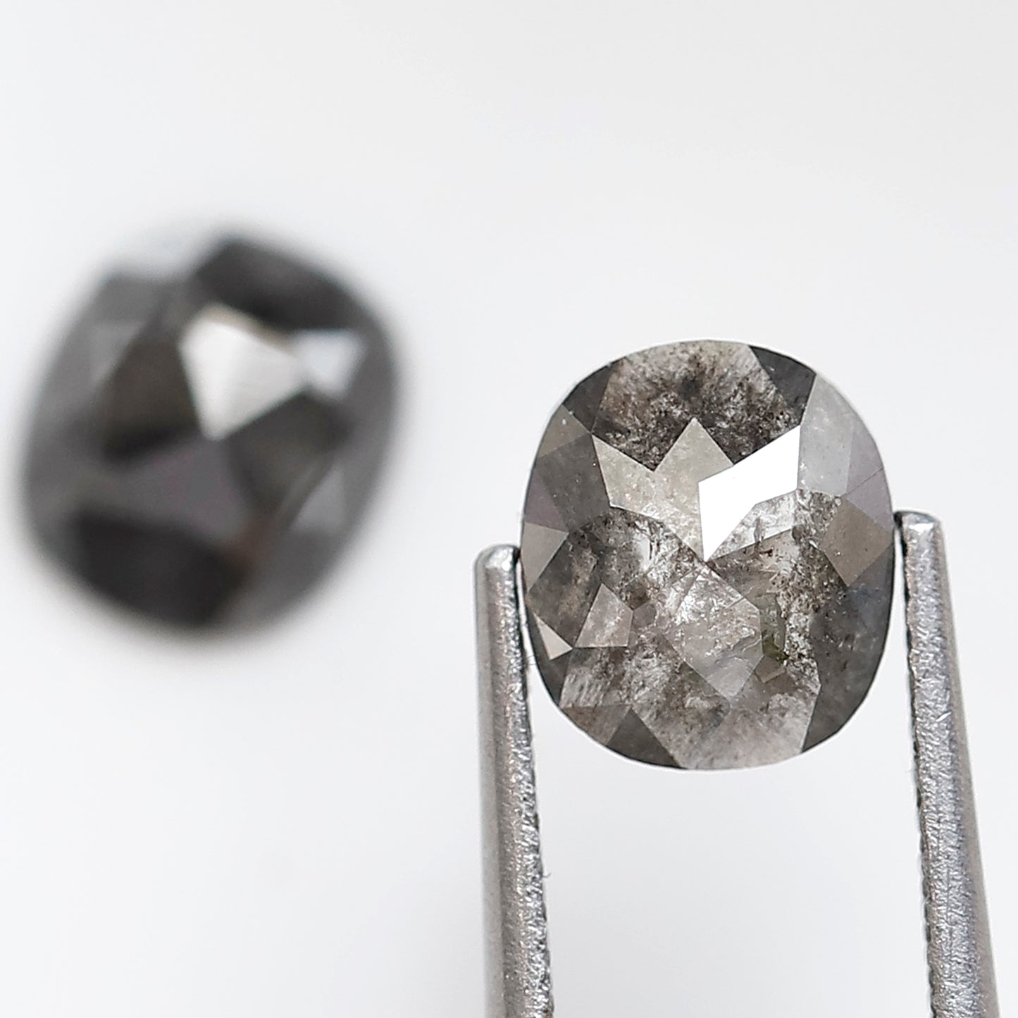 2.31 Ct 7.50 MM Pair Of Oval Shape Salt and pepper Diamond Loose Natural Grey Black Color Diamond For Jewelry