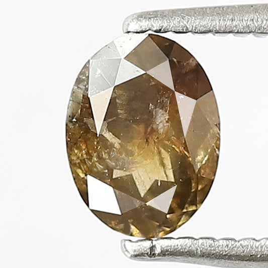 0.74 Ct Oval Shape Rustic Diamond | 6.50 mm Natural Yellowish Green Loose Diamond for Ring