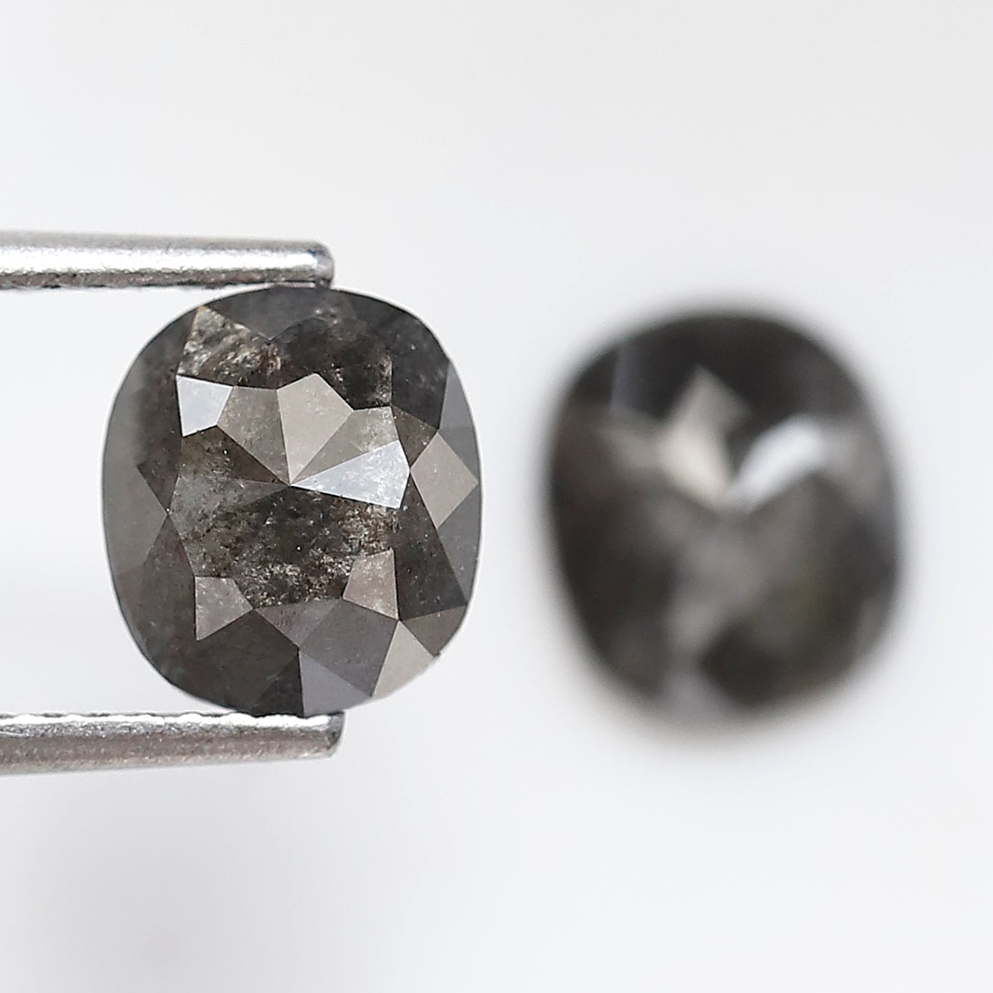 2.31 Ct 7.50 MM Pair Of Oval Shape Salt and pepper Diamond Loose Natural Grey Black Color Diamond For Jewelry