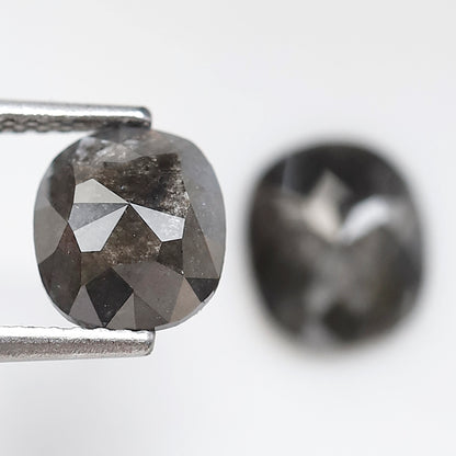 2.31 Ct 7.50 MM Pair Of Oval Shape Salt and pepper Diamond Loose Natural Grey Black Color Diamond For Jewelry
