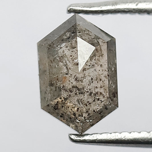 Unique Hexagon Salt and Pepper Diamond | 1.12 CT Grey Black Color | Ideal for Pendant