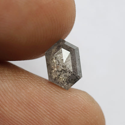 Unique Hexagon Salt and Pepper Diamond | 1.12 CT Grey Black Color | Ideal for Pendant