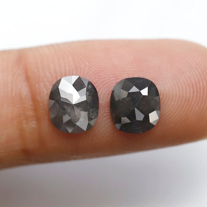 2.31 Ct 7.50 MM Pair Of Oval Shape Salt and pepper Diamond Loose Natural Grey Black Color Diamond For Jewelry