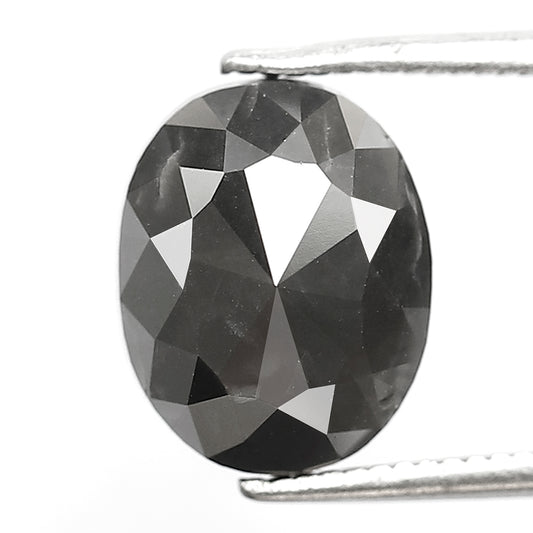 3.98 Ct Oval Cut Black Diamond | 10.50 mm Loose Diamond for Engagement or Proposal Ring