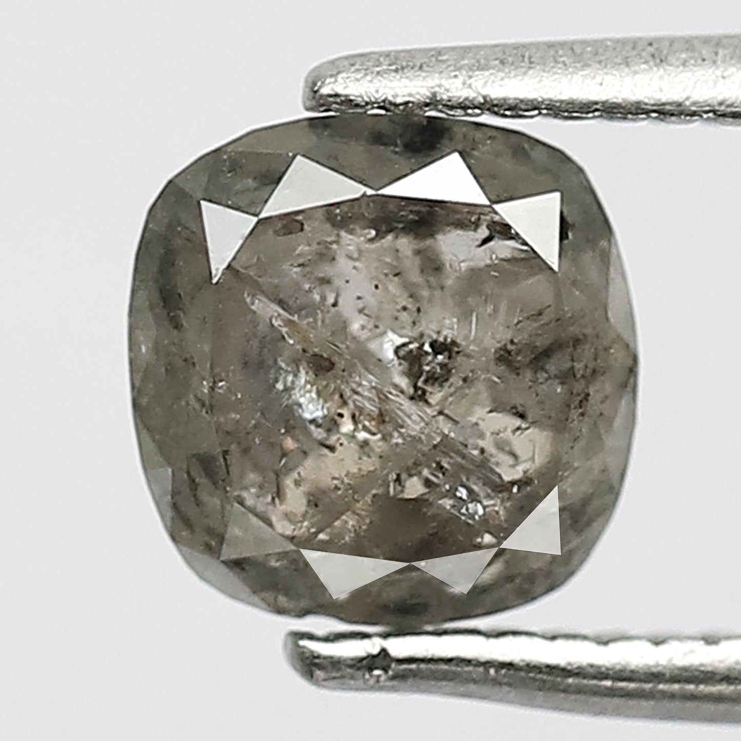 1.19 CT Cushion Shape Grey Black Salt And Pepper Loose Natural Diamond 6 mm X 6 mm X 3.5 MM Diamond