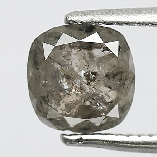 1.19 CT Cushion Shape Grey Black Salt And Pepper Loose Natural Diamond 6 mm X 6 mm X 3.5 MM Diamond