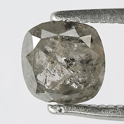 1.19 CT Cushion Shape Grey Black Salt And Pepper Loose Natural Diamond 6 mm X 6 mm X 3.5 MM Diamond