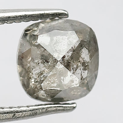 1.19 CT Cushion Shape Grey Black Salt And Pepper Loose Natural Diamond 6 mm X 6 mm X 3.5 MM Diamond