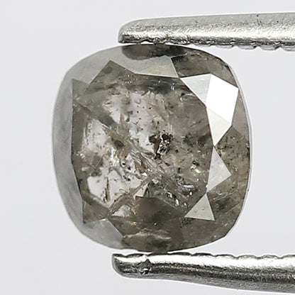 1.19 CT Cushion Shape Grey Black Salt And Pepper Loose Natural Diamond 6 mm X 6 mm X 3.5 MM Diamond