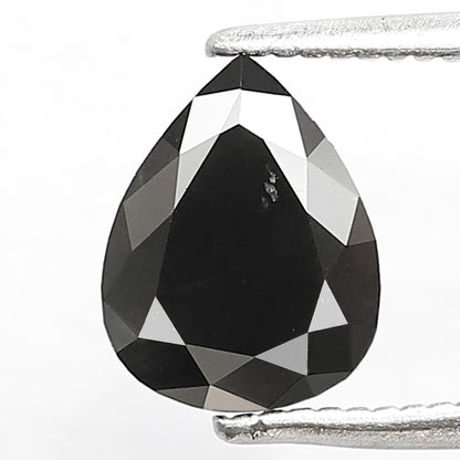 1.38 Ct Natural Black Diamond | Pear Shape Loose Diamond for Custom Wedding Band Jewelry