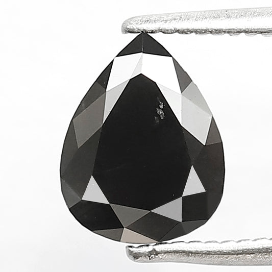 1.38 Ct Natural Black Diamond | Pear Shape Loose Diamond for Custom Wedding Band Jewelry