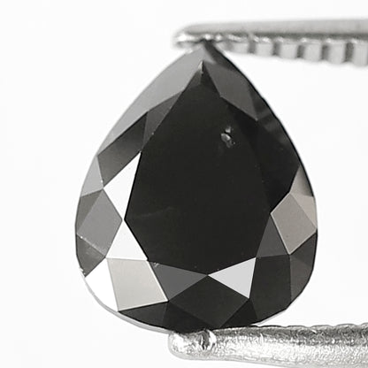 1.38 Ct Natural Black Diamond | Pear Shape Loose Diamond for Custom Wedding Band Jewelry