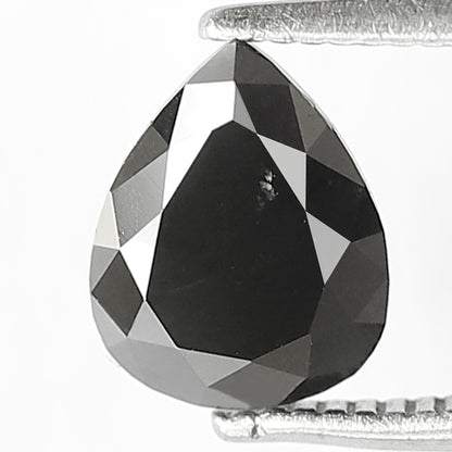 1.38 Ct Natural Black Diamond | Pear Shape Loose Diamond for Custom Wedding Band Jewelry