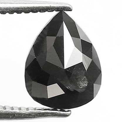 1.38 Ct Natural Black Diamond | Pear Shape Loose Diamond for Custom Wedding Band Jewelry