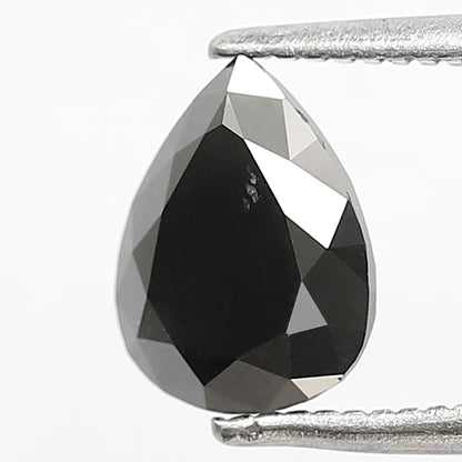 1.38 Ct Natural Black Diamond | Pear Shape Loose Diamond for Custom Wedding Band Jewelry
