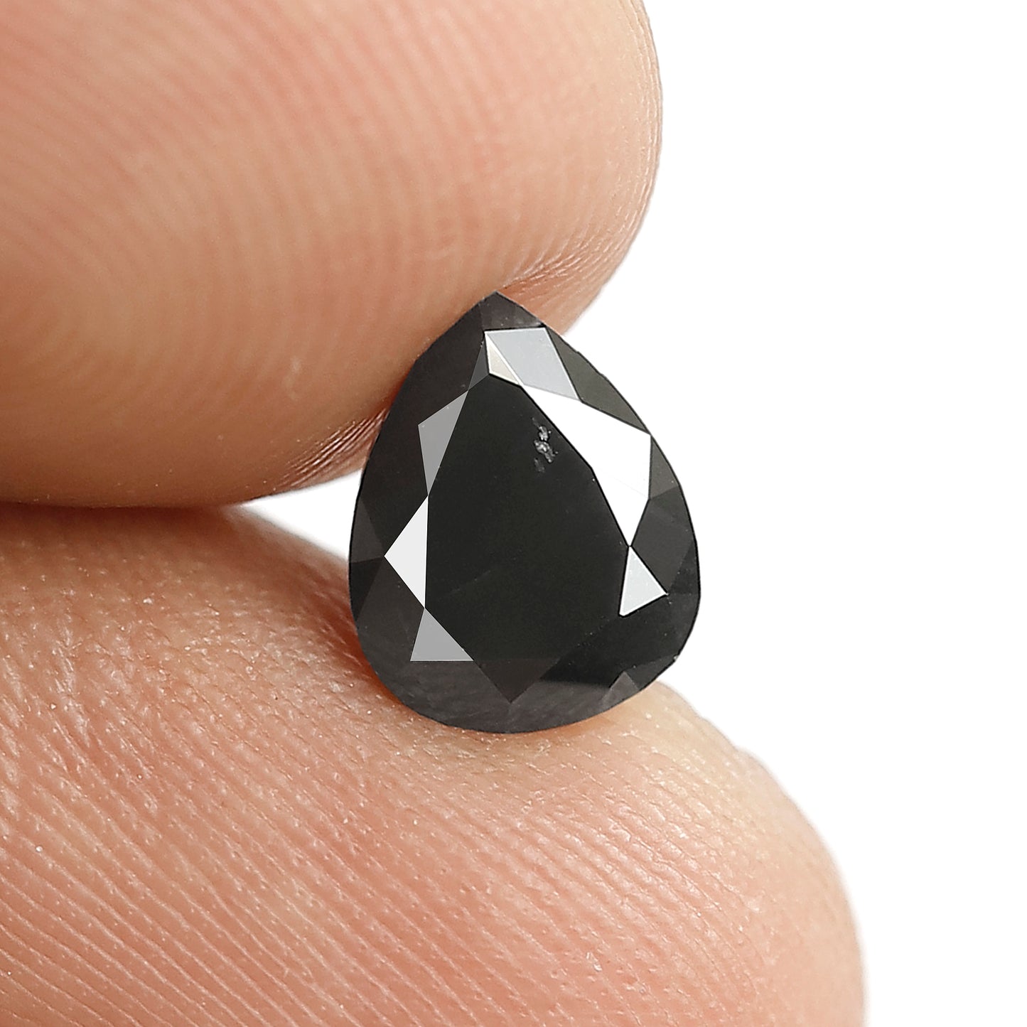 1.38 Ct Natural Black Diamond | Pear Shape Loose Diamond for Custom Wedding Band Jewelry