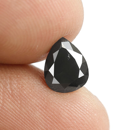 1.38 Ct Natural Black Diamond | Pear Shape Loose Diamond for Custom Wedding Band Jewelry