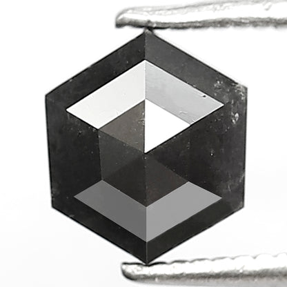 1.69 Ct Natural Black Diamond | Hexagon Shape Loose Diamond for Handmade or Custom Jewelry