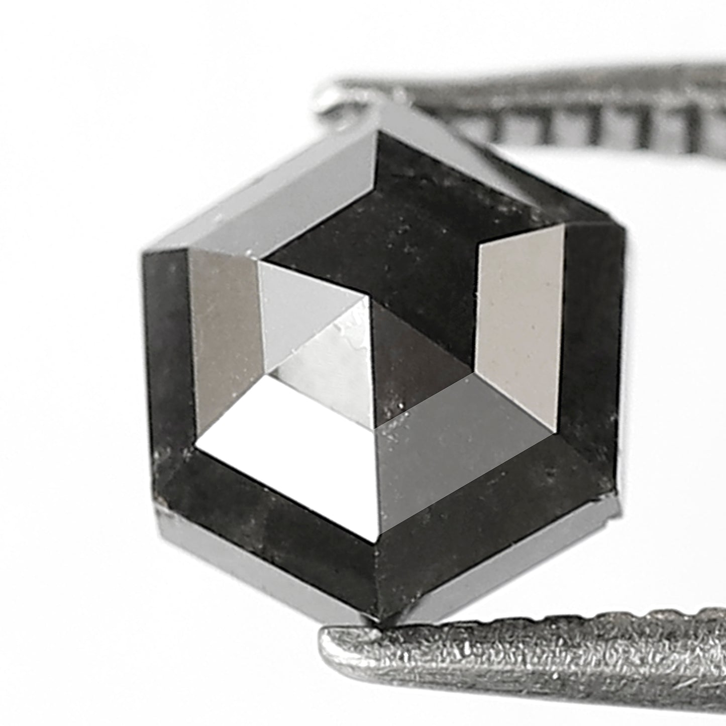 1.69 Ct Natural Black Diamond | Hexagon Shape Loose Diamond for Handmade or Custom Jewelry