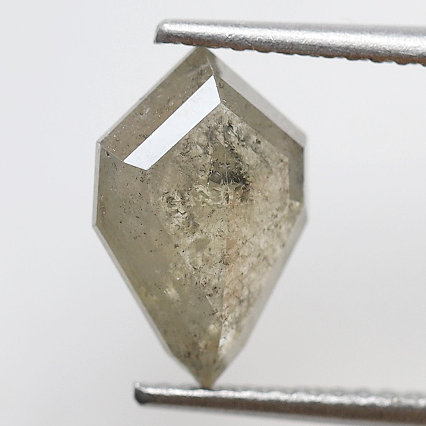 2.17 Ct Greenish Gray Geometric Diamond, Natural Salt and Pepper Loose 11.00 x 7.10 mm Conflict Free Diamond