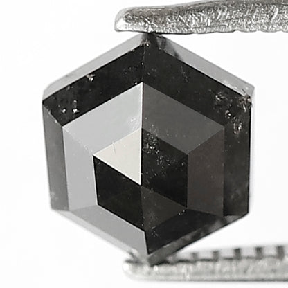 1.69 Ct Natural Black Diamond | Hexagon Shape Loose Diamond for Handmade or Custom Jewelry
