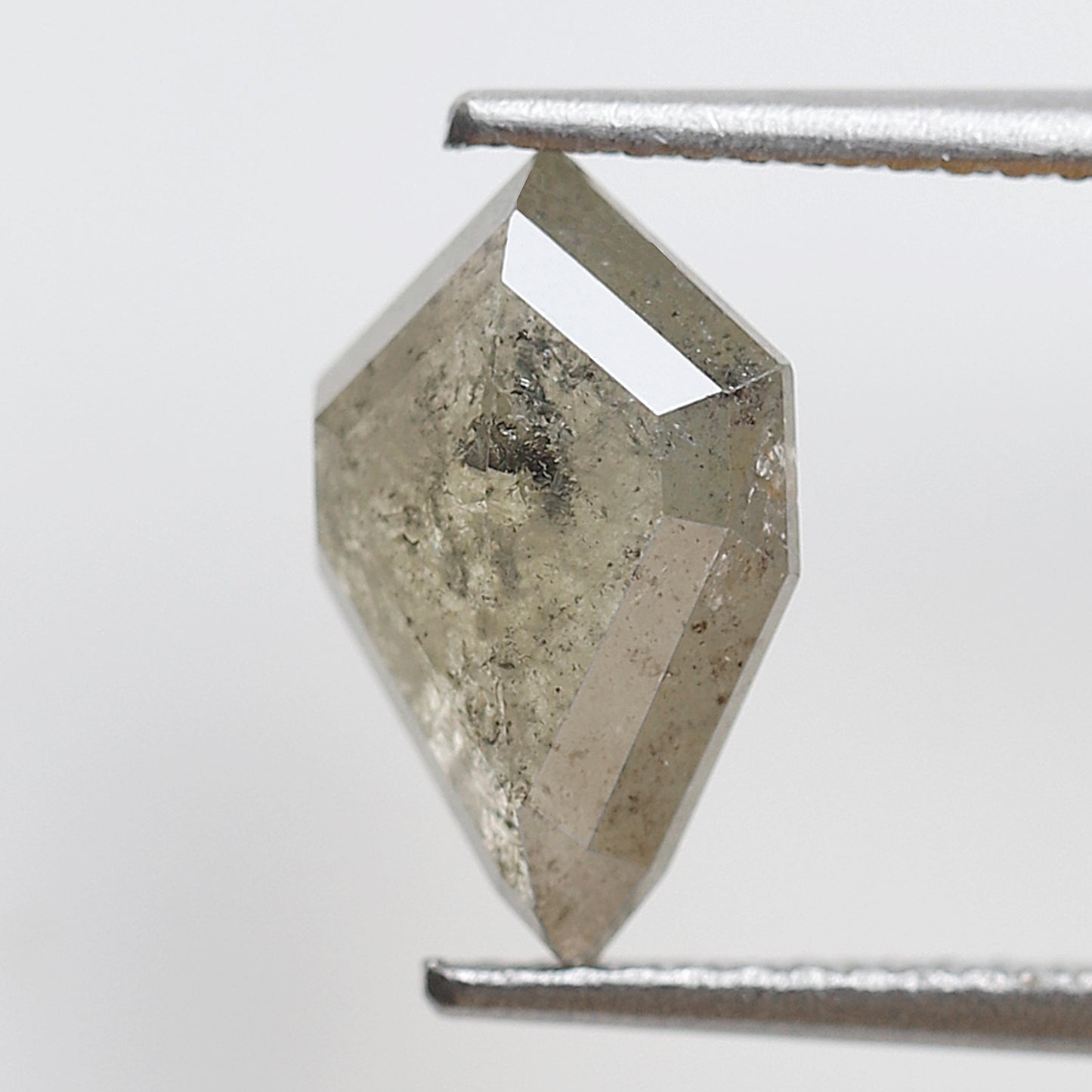 2.17 Ct Greenish Gray Geometric Diamond, Natural Salt and Pepper Loose 11.00 x 7.10 mm Conflict Free Diamond