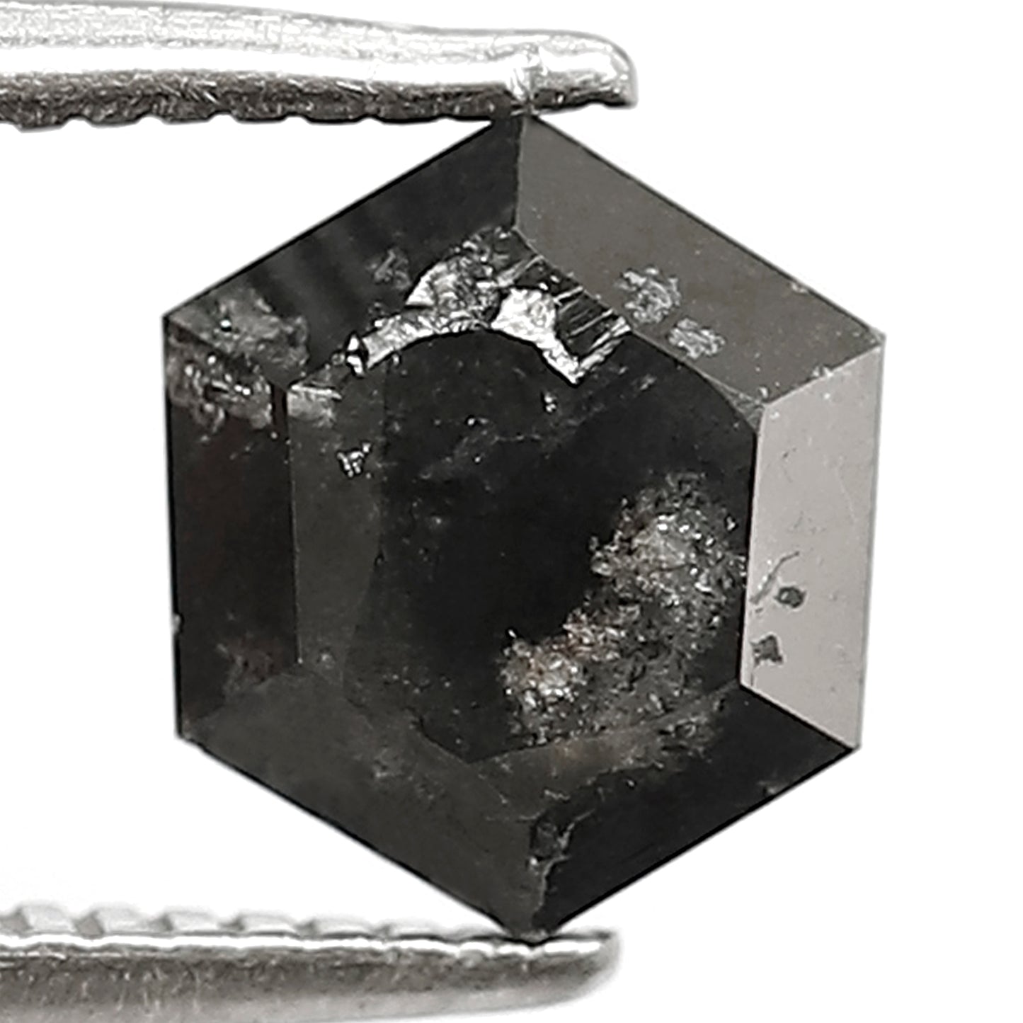 1.69 Ct Natural Black Diamond | Hexagon Shape Loose Diamond for Handmade or Custom Jewelry