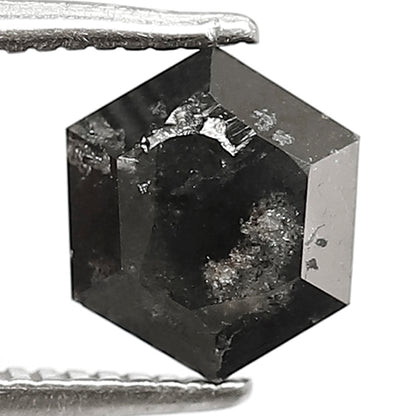1.69 Ct Natural Black Diamond | Hexagon Shape Loose Diamond for Handmade or Custom Jewelry