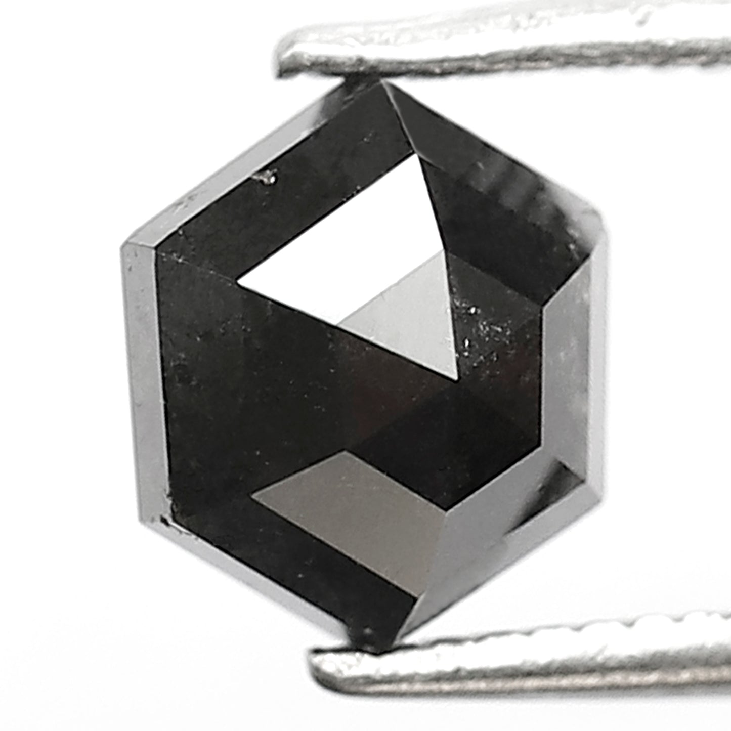 1.69 Ct Natural Black Diamond | Hexagon Shape Loose Diamond for Handmade or Custom Jewelry