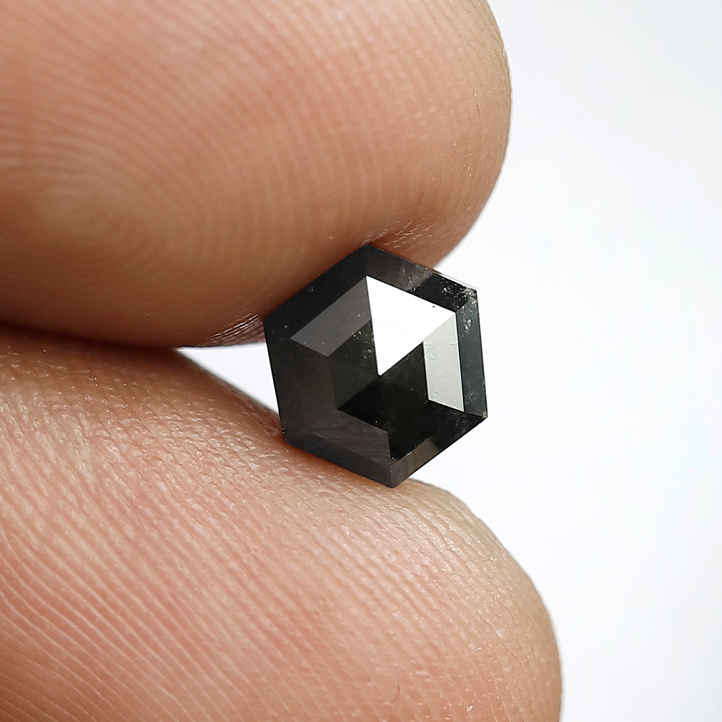1.69 Ct Natural Black Diamond | Hexagon Shape Loose Diamond for Handmade or Custom Jewelry