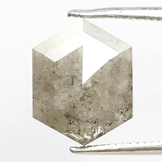 3.78 Ct Hexagon Shape Gray Black Salt & Pepper Diamond | Natural Loose Diamond for Handmade Jewelry