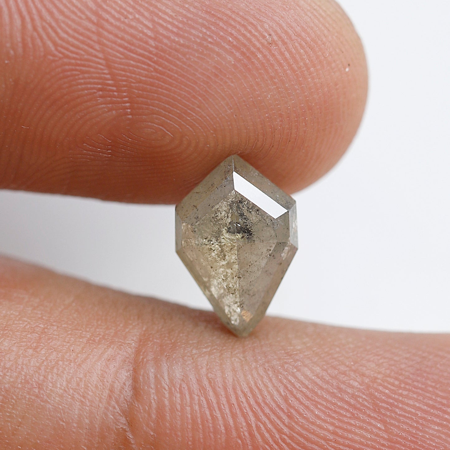 2.17 Ct Greenish Gray Geometric Diamond, Natural Salt and Pepper Loose 11.00 x 7.10 mm Conflict Free Diamond