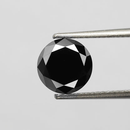 2.57 Ct Treated Black Diamond | Round Brilliant Cut 8.3 mm Loose Diamond for Engagement Ring
