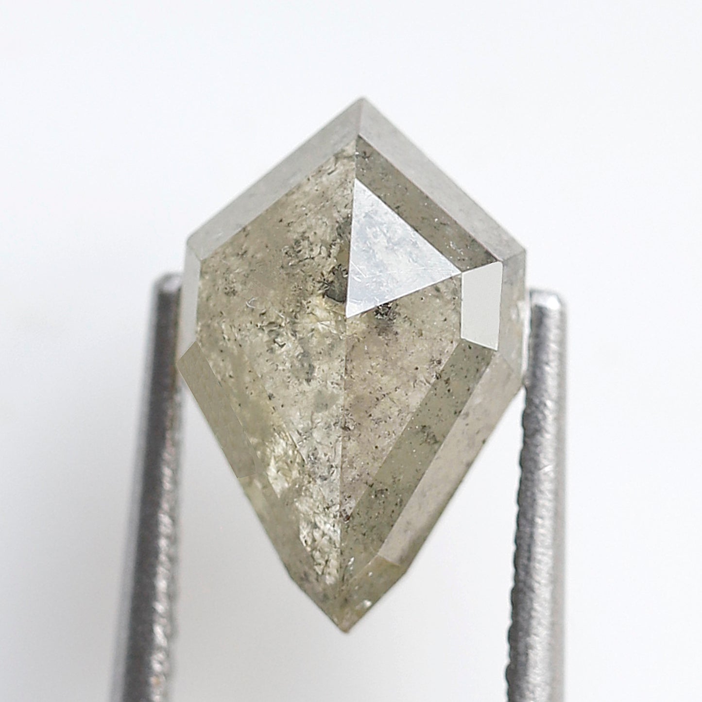 2.17 Ct Greenish Gray Geometric Diamond, Natural Salt and Pepper Loose 11.00 x 7.10 mm Conflict Free Diamond