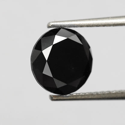 2.57 Ct Treated Black Diamond | Round Brilliant Cut 8.3 mm Loose Diamond for Engagement Ring