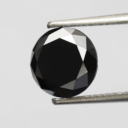 2.57 Ct Treated Black Diamond | Round Brilliant Cut 8.3 mm Loose Diamond for Engagement Ring