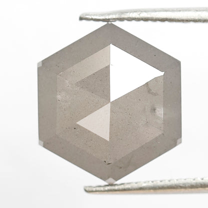 6.65 Ct Natural Grayish Diamond | Hexagon Shape Salt & Pepper Conflict Free Loose Diamond