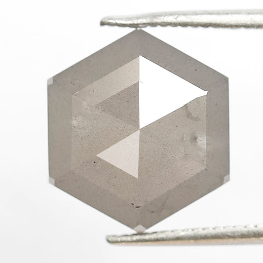 6.65 Ct Natural Grayish Diamond | Hexagon Shape Salt & Pepper Conflict Free Loose Diamond