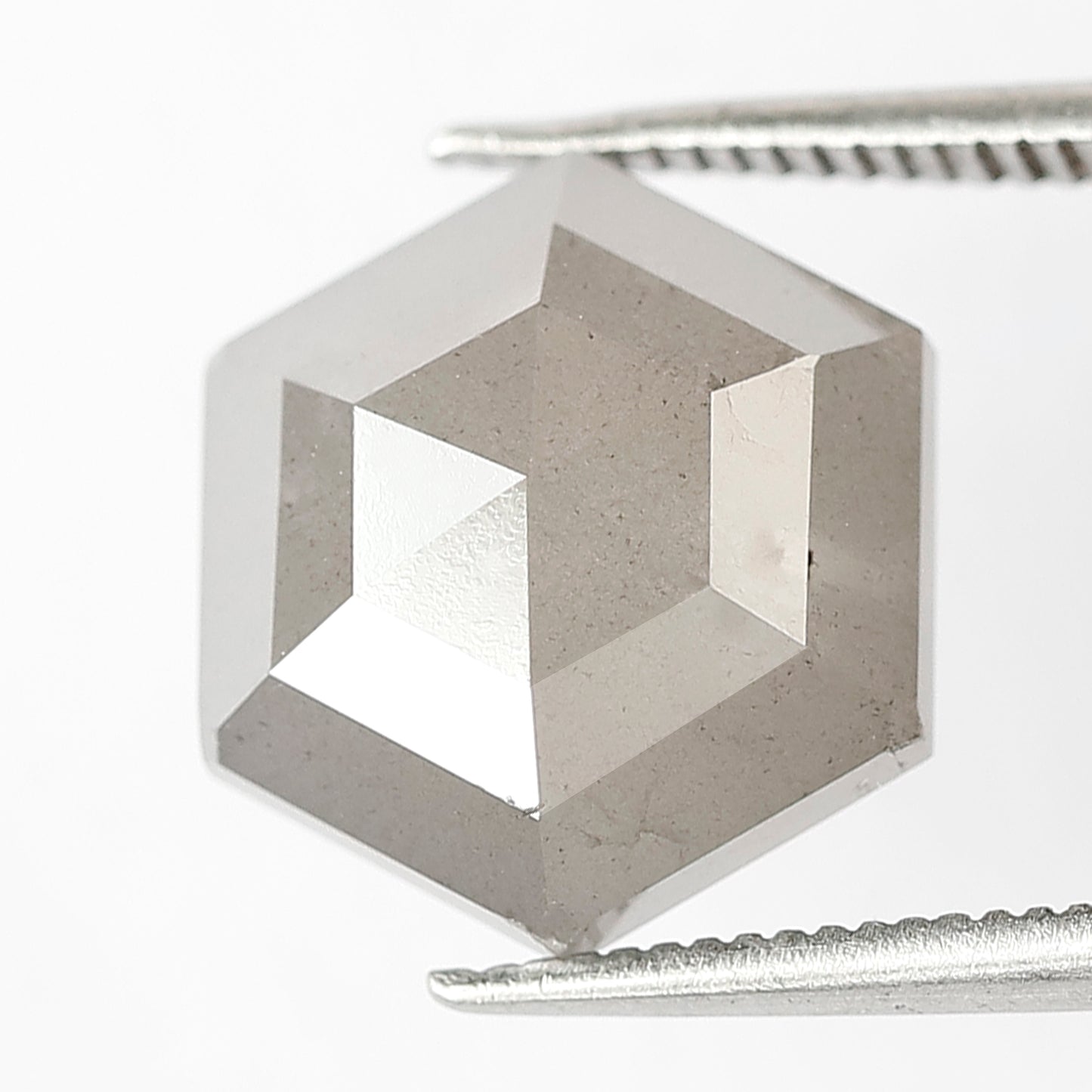 6.65 Ct Natural Grayish Diamond | Hexagon Shape Salt & Pepper Conflict Free Loose Diamond