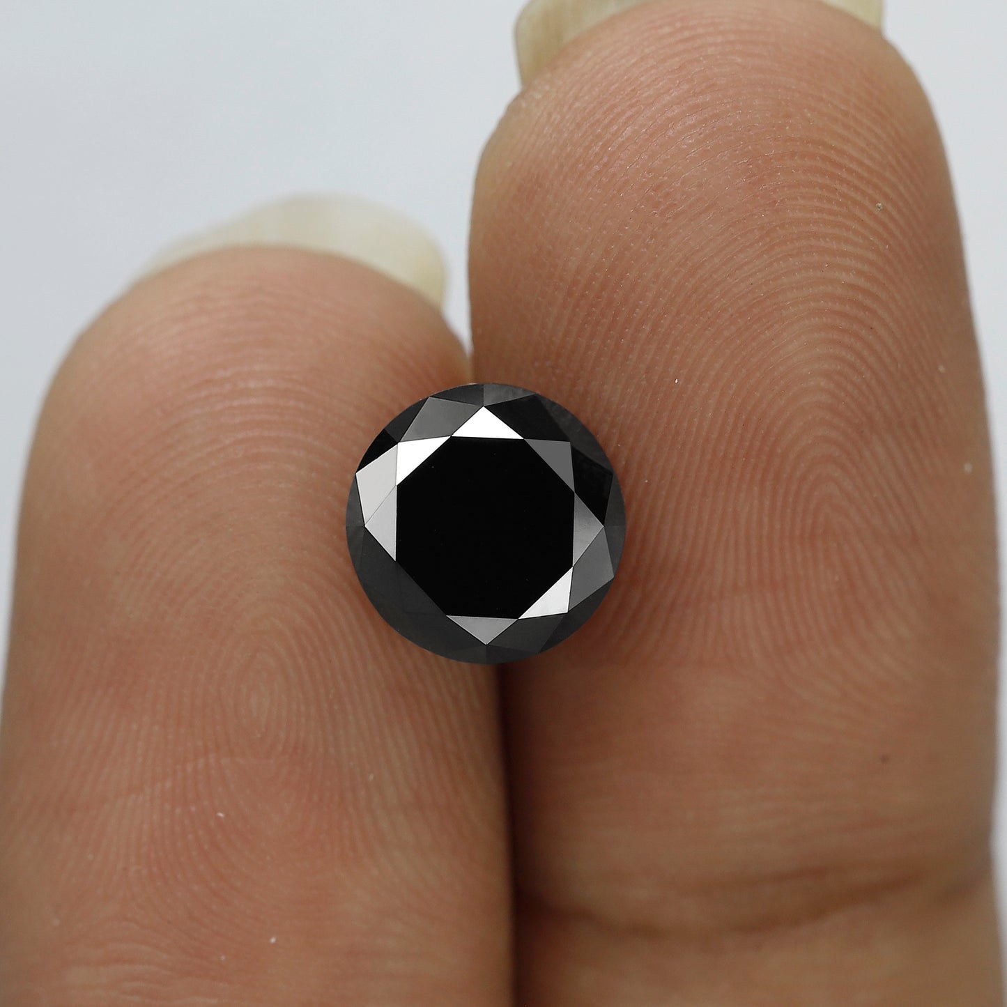 2.57 Ct Treated Black Diamond | Round Brilliant Cut 8.3 mm Loose Diamond for Engagement Ring