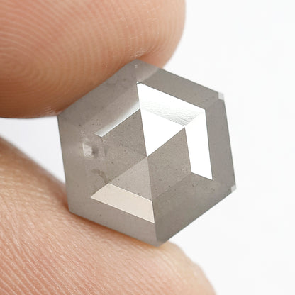 6.65 Ct Natural Grayish Diamond | Hexagon Shape Salt & Pepper Conflict Free Loose Diamond