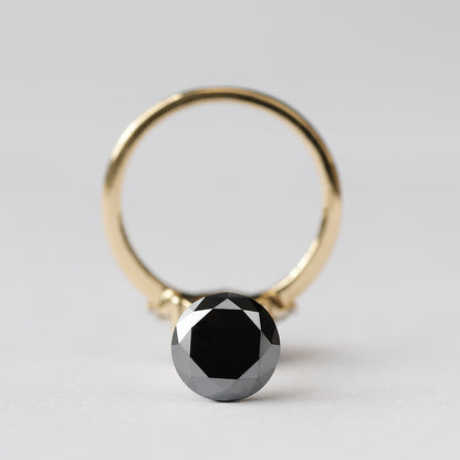 2.57 Ct Treated Black Diamond | Round Brilliant Cut 8.3 mm Loose Diamond for Engagement Ring