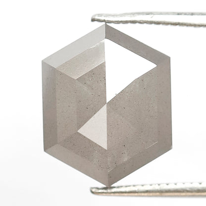 6.61 Ct Natural Grayish Diamond | Hexagon Shape 12.7 mm Salt & Pepper Loose Diamond for Jewelry